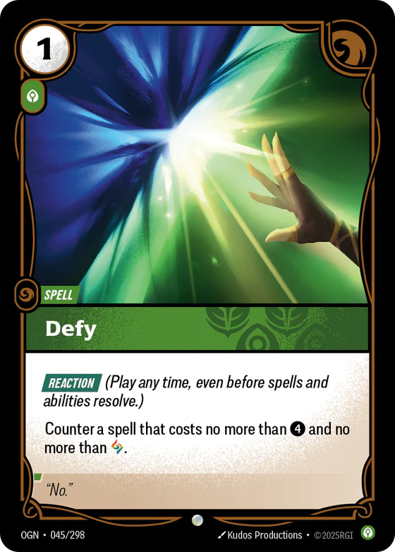 Defy spell card
