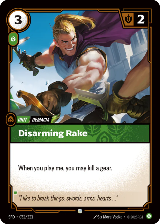 Disarming Rake unit card
